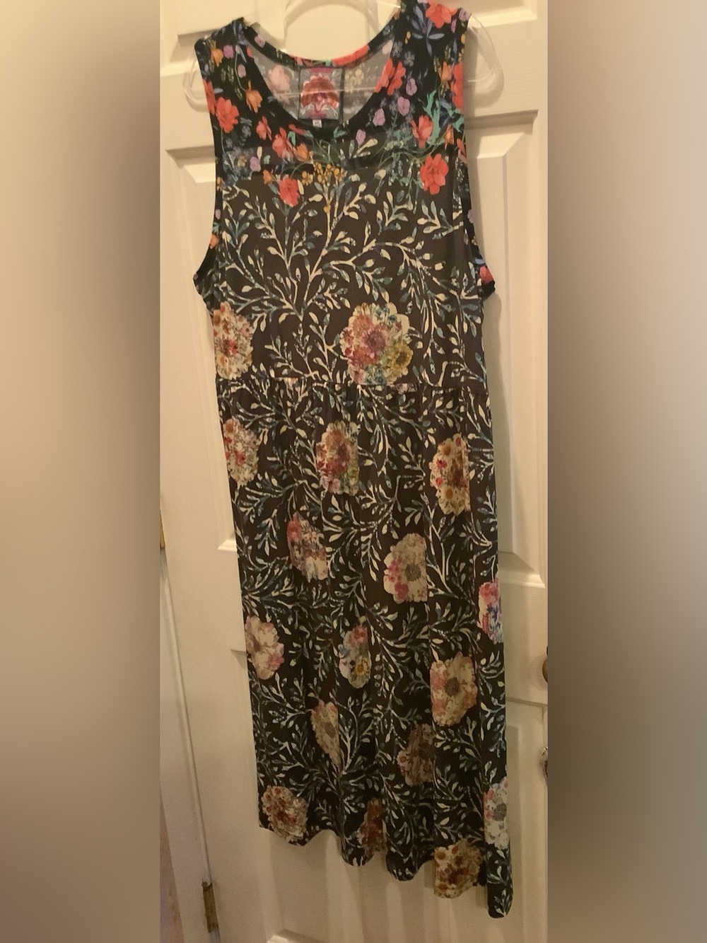 Johnny Was Sleeveless Knit Black Floral Maxi Dress, Size XXL, NWOT.